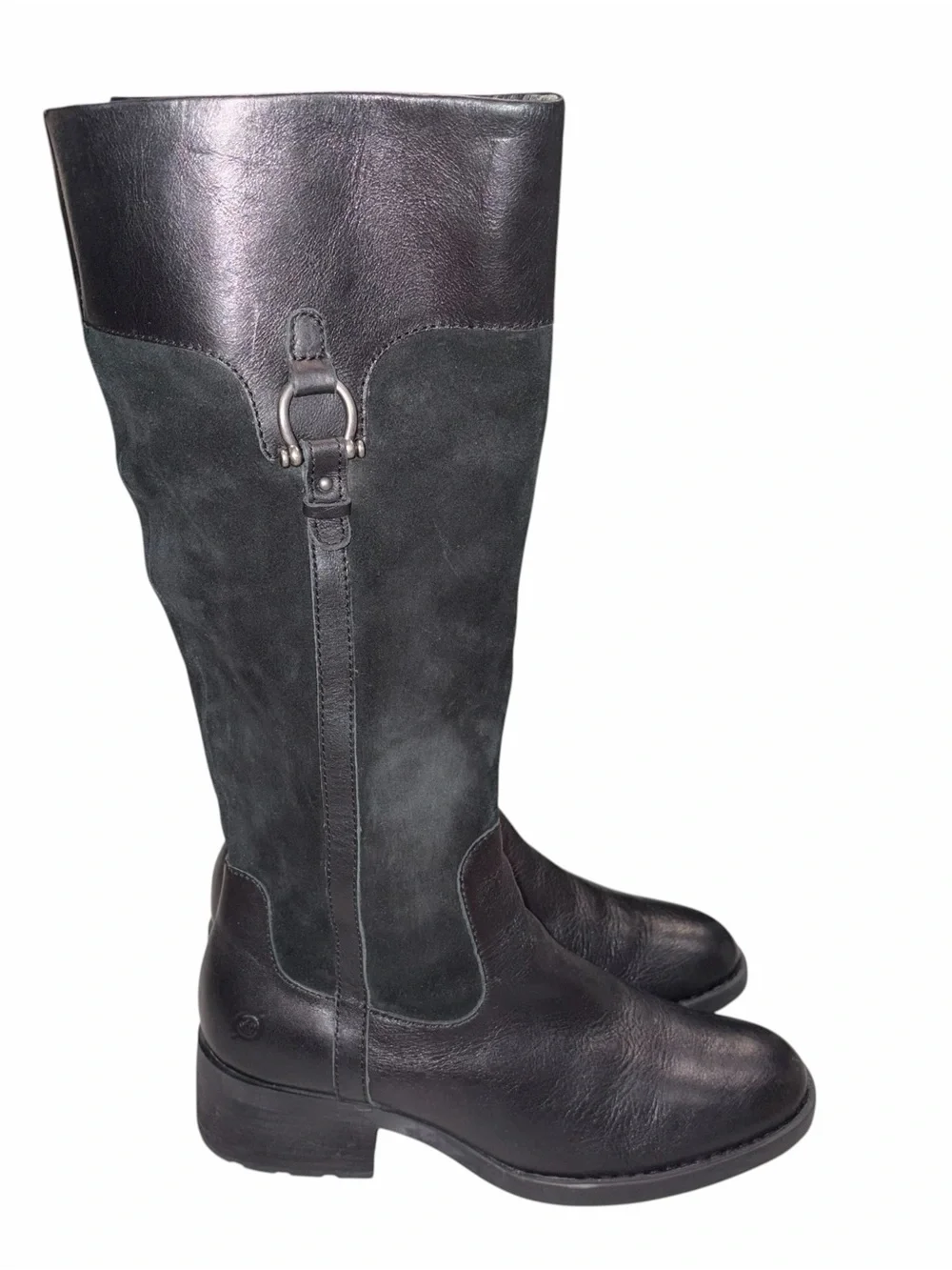 NEW Born Black Suede & Leather Ginger Tall Riding Boots Shoes size 9.5